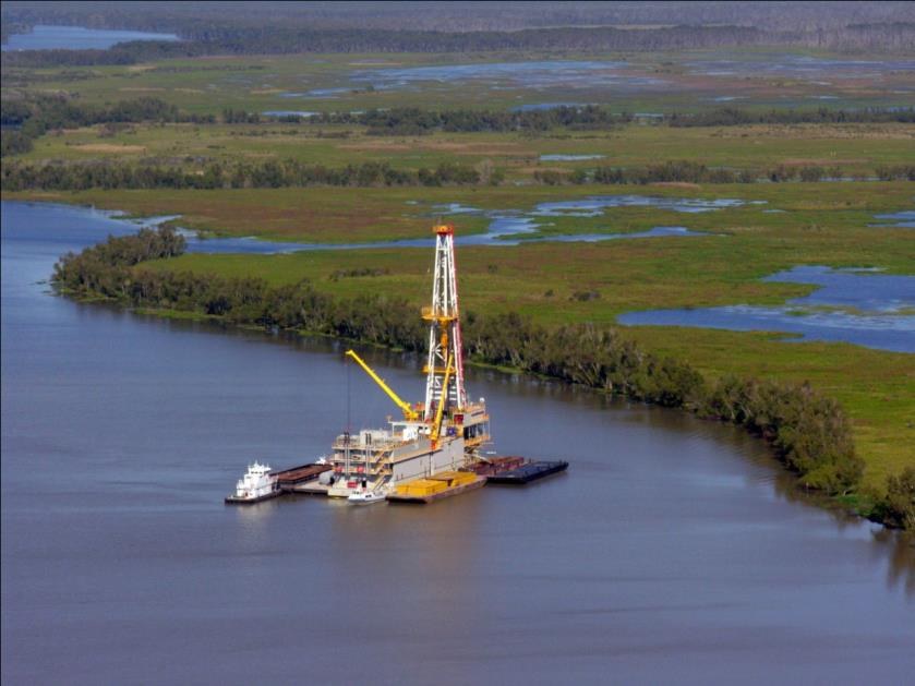 Barge Rig 21 — Aerial Overview, Inland Bayou